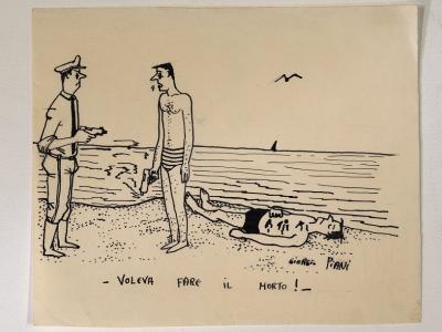 Disegno di Giorgio Piani per vignetta del periodico Bikini, 1951-1952
