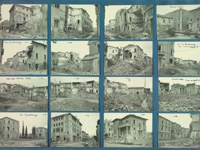Album di fotografie relative ai bombardamenti della città di Rimini durante la 2. guerra mondiale (Foto Moretti Film, album dei provini, carta 1v)