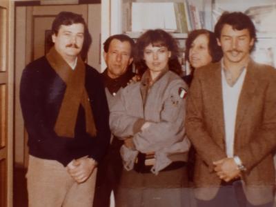 1988 Giovanna Ruggeri con i colleghi di lavoro della segreteria del Liceo Scientifico Serpieri (Foto di proprietà di G. Ruggeri)